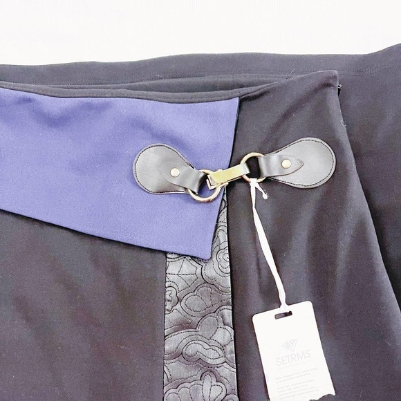 SETRMS Black Block Patterned Long A-Line Skirt NWT SZ38 - Picture 6 of 8